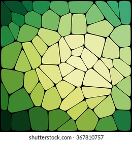 Abstract background consisting of black lines with rounded edges of different sizes and green  geometrical shapes. Vector illustration.
