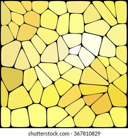 Abstract background consisting of black lines with rounded edges of different sizes and yellow geometrical shapes. Vector illustration.