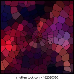 Abstract background consisting of black lines with rounded edges of different sizes and dark geometrical shapes. Vector illustration. Dark red, purple, brown colors. 