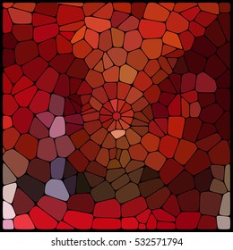 Abstract background consisting of black lines with rounded edges of different sizes and brown geometrical shapes. Vector illustration. Red, brown colors. 