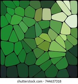 Abstract background consisting of black lines with rounded edges of different sizes and green geometrical shapes. Vector illustration.