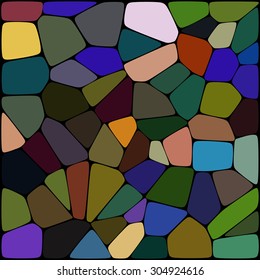abstract background consisting of blue, brown, green geometrical shapes with thick black borders, vector illustration