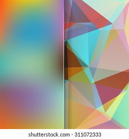 abstract background consisting of blue, brown triangles and matt  glass, vector illustration