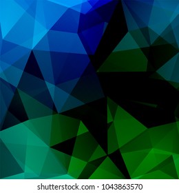 Abstract background consisting of blue, green, black triangles. Geometric design for business presentations or web template banner flyer. Vector illustration