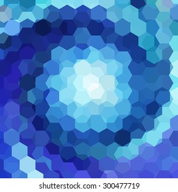 abstract background consisting of blue hexagons twisted into a spiral, vector illustration