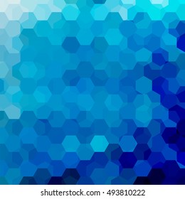 Abstract background consisting of blue hexagons. Geometric design for business presentations or web template banner flyer. Vector illustration. 