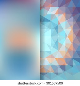 abstract background consisting of blue, orange triangles and matt  glass, vector illustration