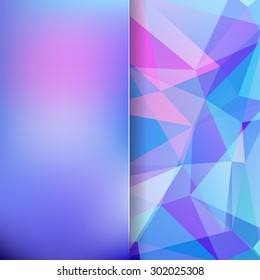 abstract background consisting of blue, pink triangles and matt  glass, vector illustration