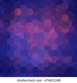Abstract background consisting of blue, pink, purple hexagons. Geometric design for business presentations or web template banner flyer. Vector illustration