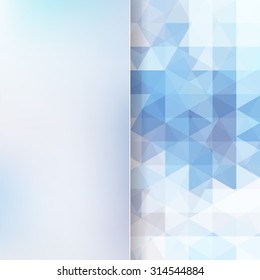 abstract background consisting of blue, white  triangles and matt  glass, vector illustration