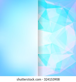 abstract background consisting of blue, white triangles and matt  glass, vector illustration