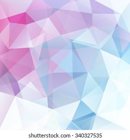 abstract background consisting of blue, white, pink triangles, vector illustration