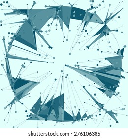 Abstract background consisting of circles and triangles connected to each other in a chaotic manner