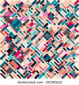 Abstract background consisting of colorful lines with rounded edges of different sizes