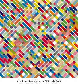 Abstract background consisting of colorful lines with rounded edges of different sizes