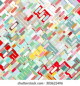 Abstract background consisting of colorful lines with rounded edges of different sizes