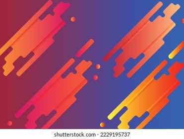 Fondo abstracto compuesto de piezas curvadas en líneas tecnológicas, gradientes de color rojo claro a azul oscuro: Vector