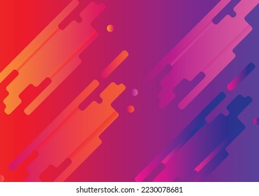 Fondo abstracto formado por piezas curvadas en líneas tecnológicas gradiente de color azul claro-violeta a rojo oscuro: Vector