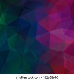 abstract background consisting of dark green, blue, purple  triangles, vector illustration