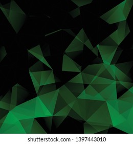 Abstract background consisting of green, black triangles. Geometric design for business presentations or web template banner flyer. Vector illustration