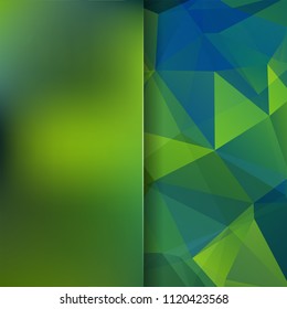 Abstract background consisting of green, blue triangles. Geometric design for business presentations or web template banner flyer. Vector illustration