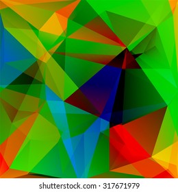 abstract background consisting of green, blue, red triangles, vector illustration