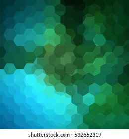 Abstract background consisting of green, blue  hexagons. Geometric design for business presentations or web template banner flyer. Vector illustration