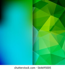 Abstract background consisting of green, blue  triangles. Geometric design for business presentations or web template banner flyer. Vector illustration.