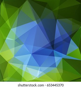 Abstract background consisting of green, blue triangles. Geometric design for business presentations or web template banner flyer. Vector illustration