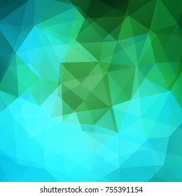 Abstract background consisting of green, blue triangles. Geometric design for business presentations or web template banner flyer. Vector illustration
