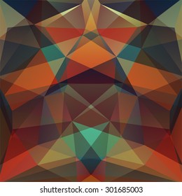 abstract background consisting of green, brown, orange triangles, vector illustration