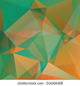 abstract background consisting of green, orange triangles, vector illustration