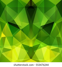 Abstract background consisting of green, yellow  triangles. Geometric design for business presentations or web template banner flyer. Vector illustration
