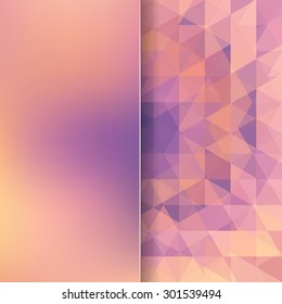 abstract background consisting of orange, purple triangles and matt  glass, vector illustration