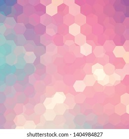 Abstract background consisting of pastel pink, orange, yellow, green hexagons. Geometric design for business presentations or web template banner flyer. Vector illustration