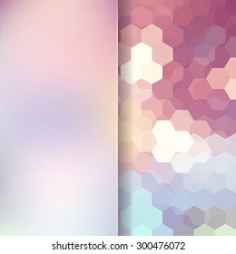 abstract background consisting of pastel, pink, blue, brown hexagons and matt  glass, vector illustration