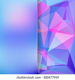 abstract background consisting of pink, blue triangles and matt  glass, vector illustration