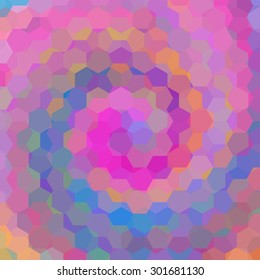 abstract background consisting of pink, blue, orange hexagons, vector illustration