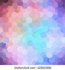 Abstract background consisting of pink, blue, green hexagons. Geometric design for business presentations or web template banner flyer. Vector illustration