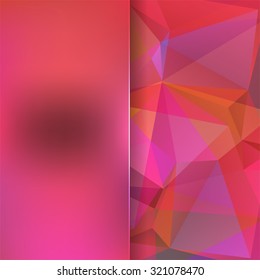 abstract background consisting of pink, orange triangles and matte  glass, vector illustration