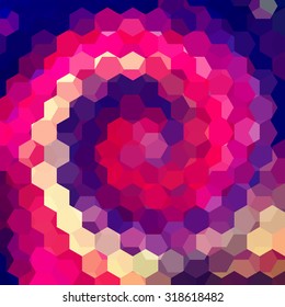 fondo abstracto compuesto por hexágonos rosados, púrpura y azul, ilustración vectorial