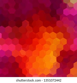 Abstract background consisting of pink, red, orange hexagons. Geometric design for business presentations or web template banner flyer. Vector illustration
