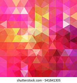 Abstract background consisting of pink, red, purple, yellow triangles. Geometric design for business presentations or web template banner flyer. Vector illustration