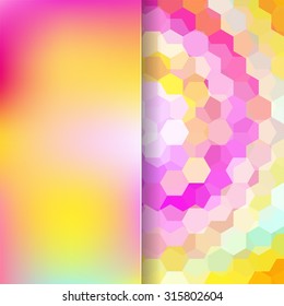 abstract background consisting of pink, white, yellow  hexagons, vector illustration
