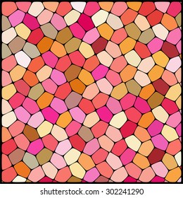 abstract background consisting of of pink, yellow, orange geometrical shapes with thick black borders, vector illustration