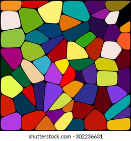 abstract background consisting of of rainbow-colored geometrical shapes with thick black borders, vector illustration