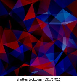 abstract background consisting of red, black, blue triangles, vector illustration