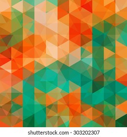 abstract background consisting of red, orange, green  triangles, vector illustration