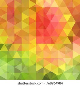 Abstract background consisting of red, yellow, green triangles. Geometric design for business presentations or web template banner flyer. Vector illustration