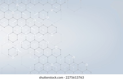 Abstrakter Hintergrund, bestehend aus einem Satz von hexagonalen Zellen. Moderne Innovations-Kommunikationstechnologie, geschäftlicher Hintergrund. Hintergrundgrafik, Vektorgrafik.